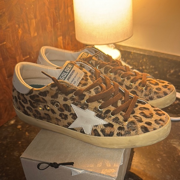 Golden Goose Leopard Print Calf Hair Superstar Sneakers - Picture 4 of 8